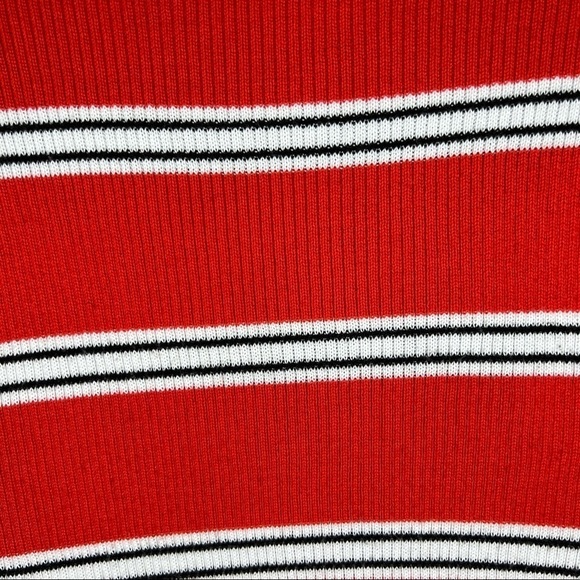 L Juniors Red Striped Long Sleeve Sweater Large 11 13 Stretch Y2k 90’s style - Picture 5 of 8